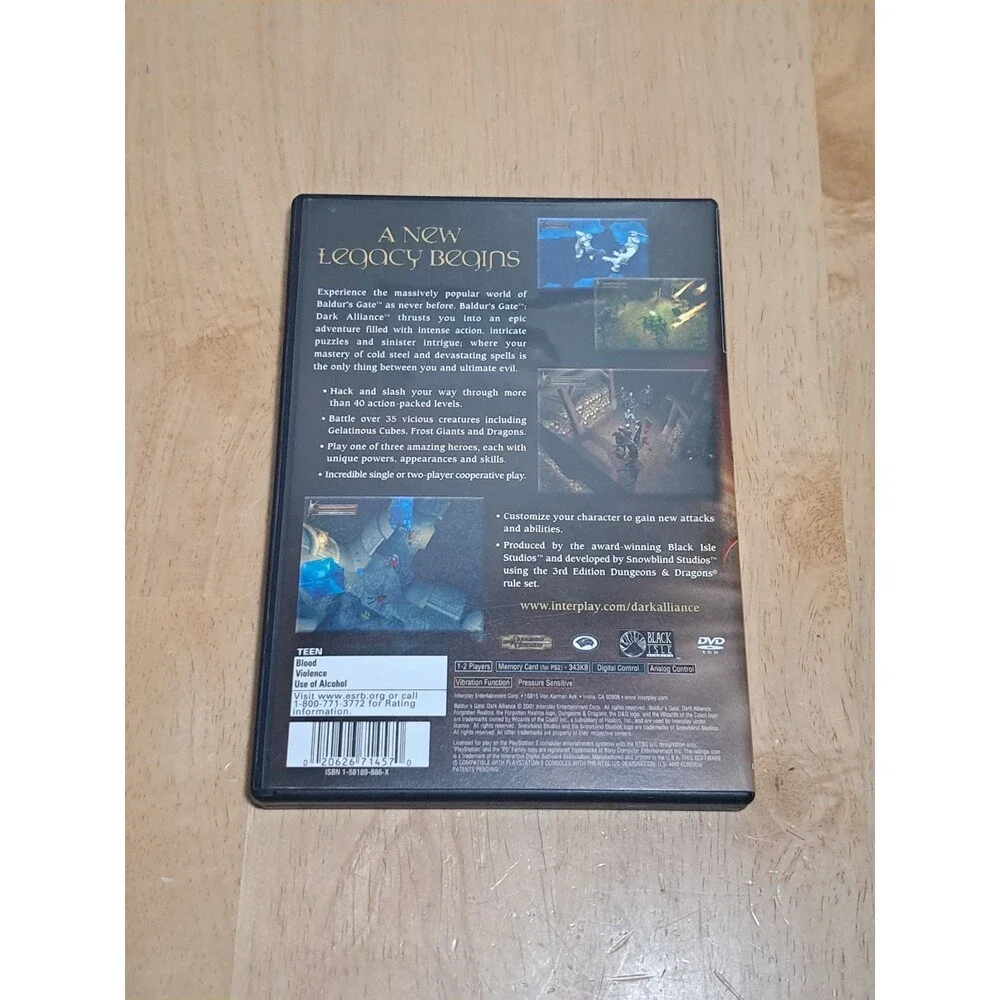 Baldur's Gate Dark Alliance PS2 w/Manual! UNTESTED